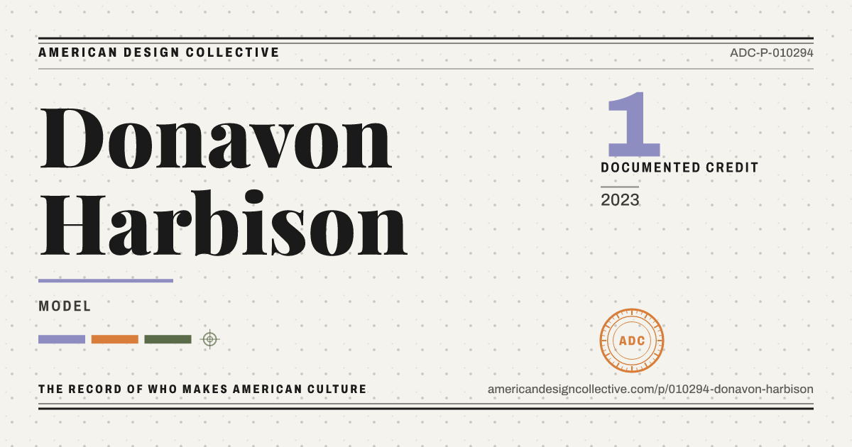 Registry card for Donavon Harbison: the ADC seal, Donavon Harbison, and how much is on record.
