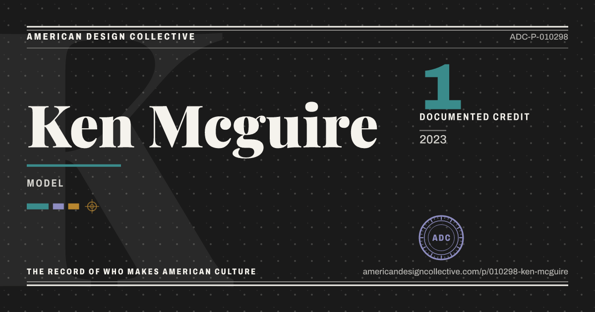 Registry card for Ken Mcguire: the ADC seal, Ken Mcguire, and how much is on record.