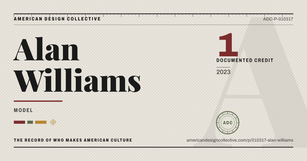 Registry card for Alan Williams: the ADC seal, Alan Williams, and how much is on record.