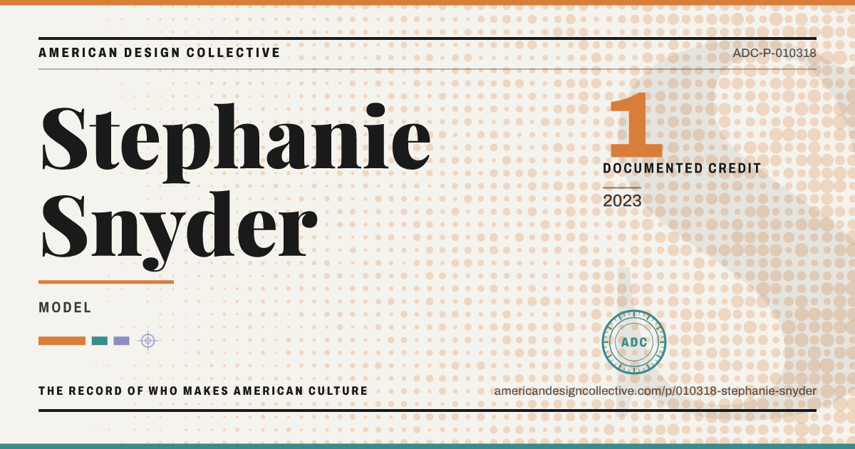 Registry card for Stephanie Snyder: the ADC seal, Stephanie Snyder, and how much is on record.