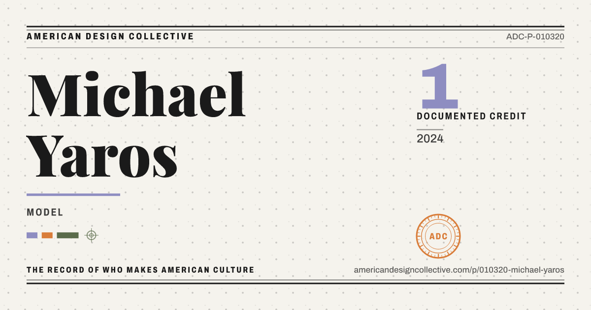 Registry card for Michael Yaros: the ADC seal, Michael Yaros, and how much is on record.