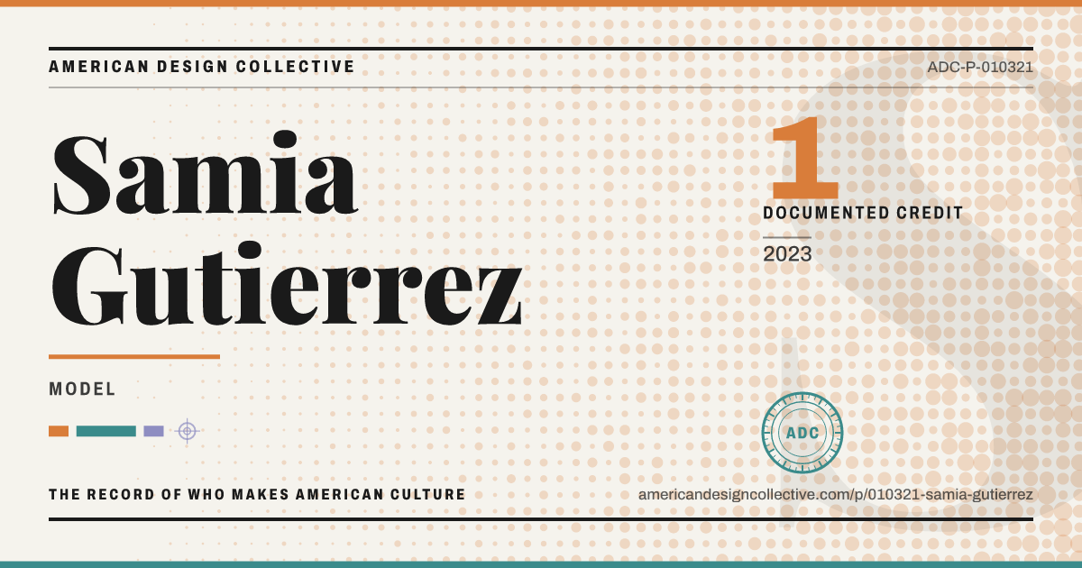 Registry card for Samia Gutierrez: the ADC seal, Samia Gutierrez, and how much is on record.