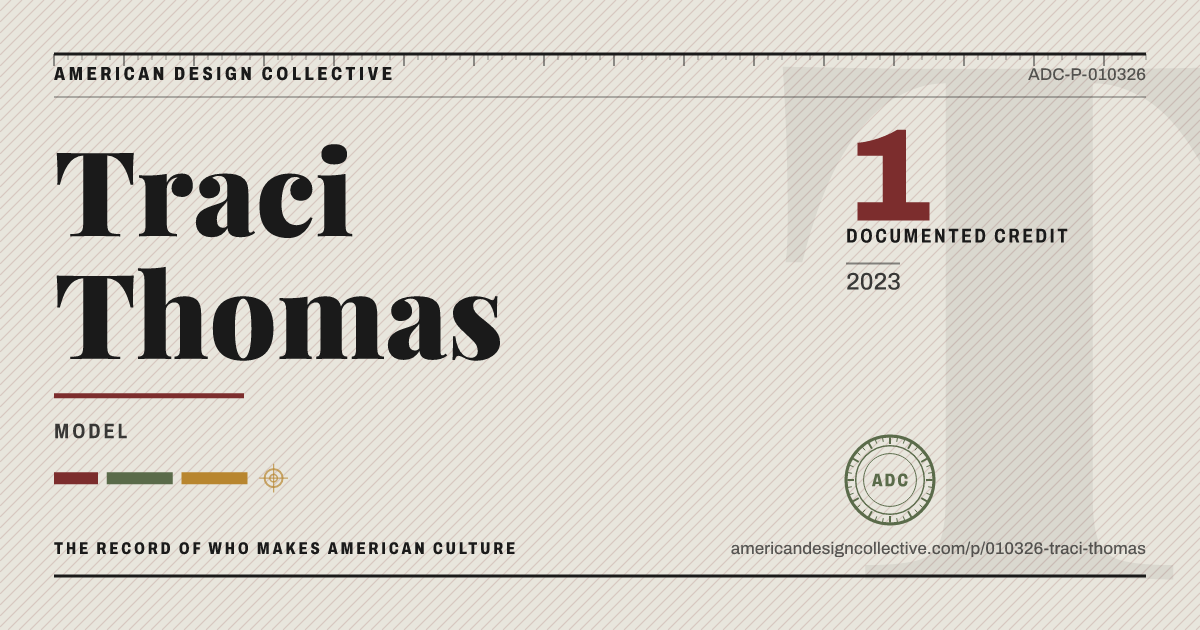 Registry card for Traci Thomas: the ADC seal, Traci Thomas, and how much is on record.