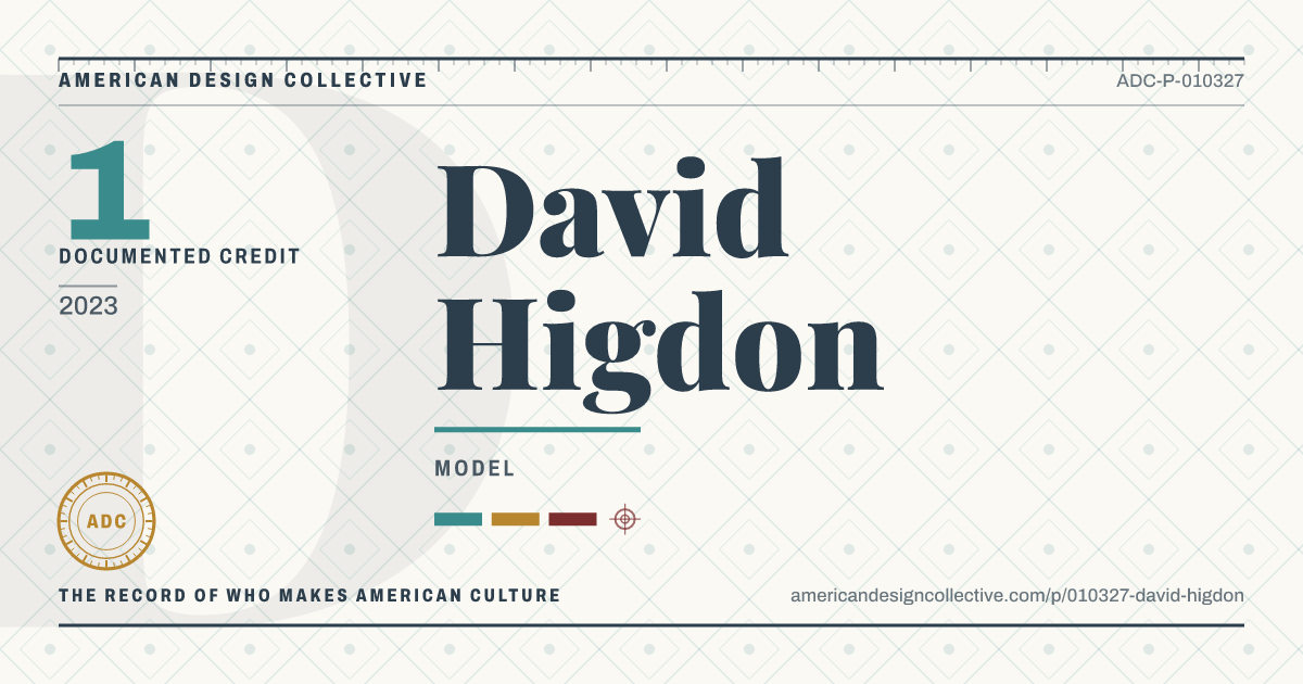 Registry card for David Higdon: the ADC seal, David Higdon, and how much is on record.