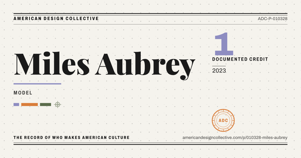 Registry card for Miles Aubrey: the ADC seal, Miles Aubrey, and how much is on record.