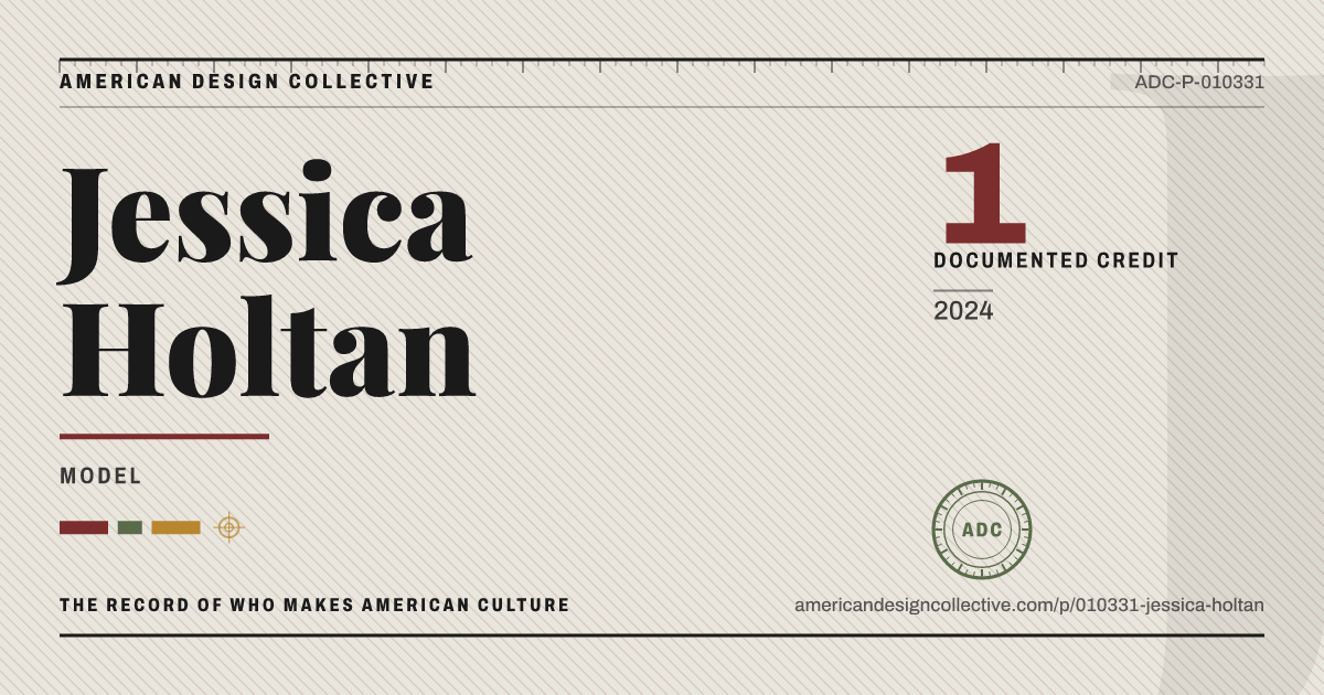 Registry card for Jessica Holtan: the ADC seal, Jessica Holtan, and how much is on record.