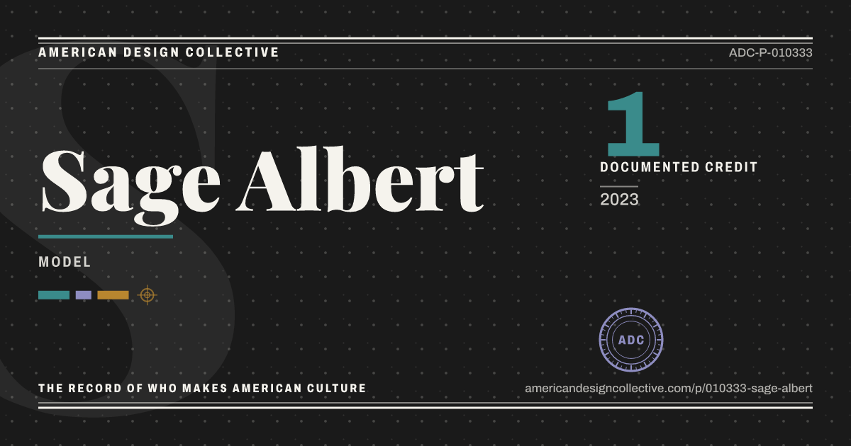 Registry card for Sage Albert: the ADC seal, Sage Albert, and how much is on record.
