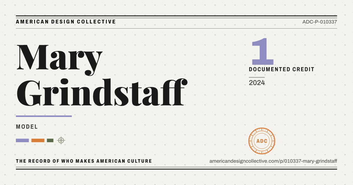 Registry card for Mary Grindstaff: the ADC seal, Mary Grindstaff, and how much is on record.