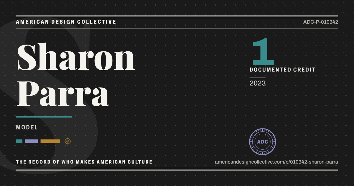Registry card for Sharon Parra: the ADC seal, Sharon Parra, and how much is on record.