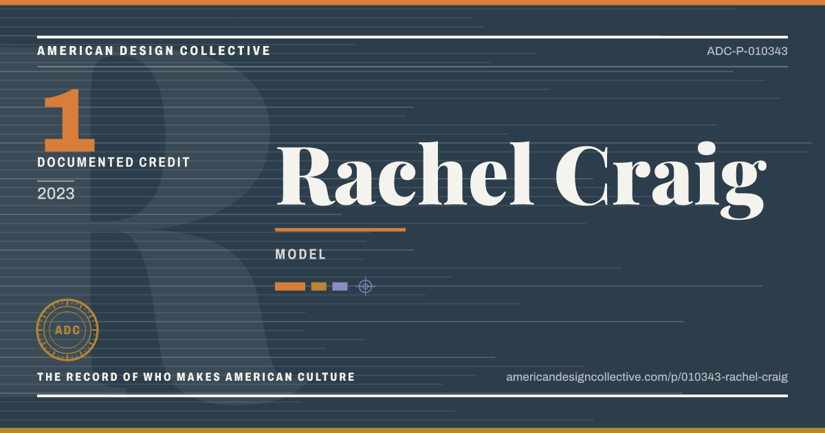 Registry card for Rachel Craig: the ADC seal, Rachel Craig, and how much is on record.