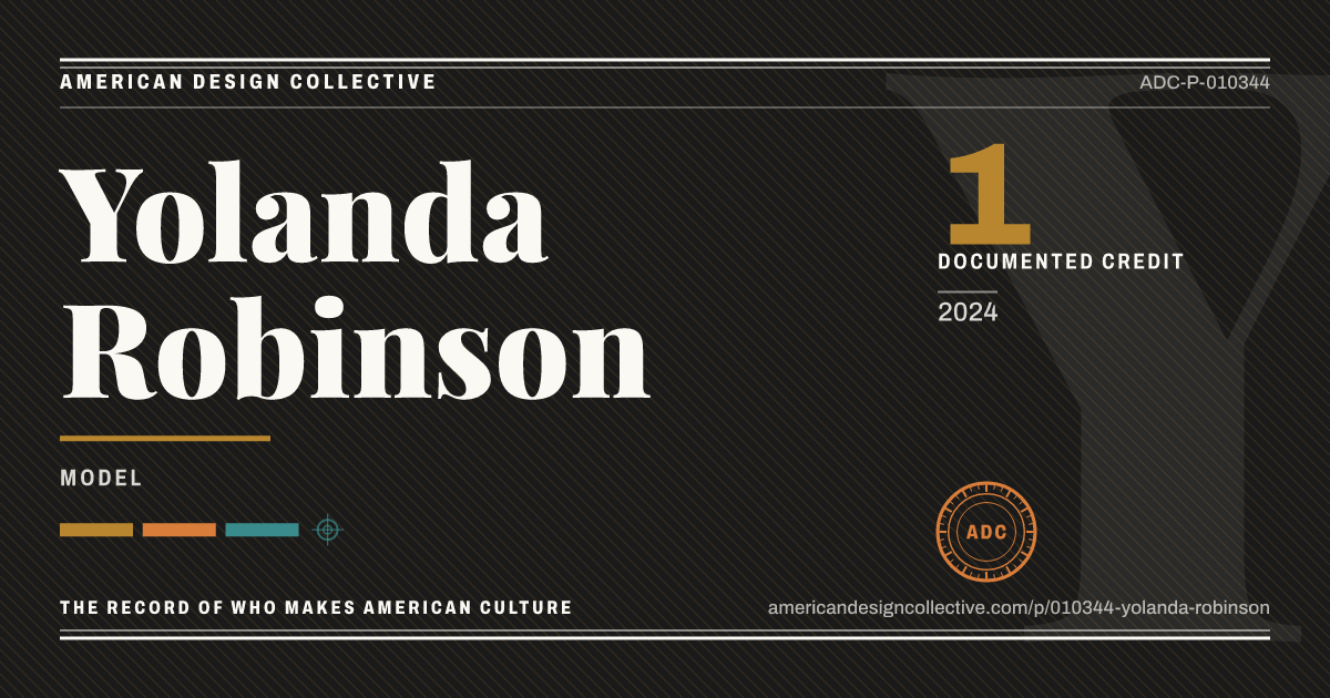 Registry card for Yolanda Robinson: the ADC seal, Yolanda Robinson, and how much is on record.