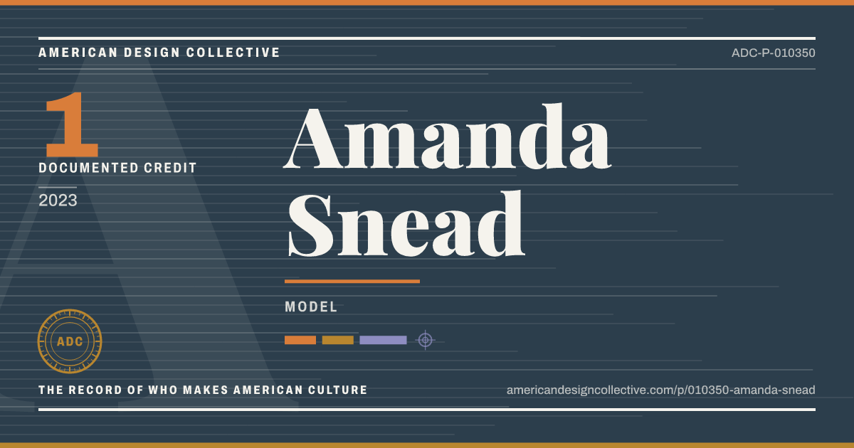 Registry card for Amanda Snead: the ADC seal, Amanda Snead, and how much is on record.