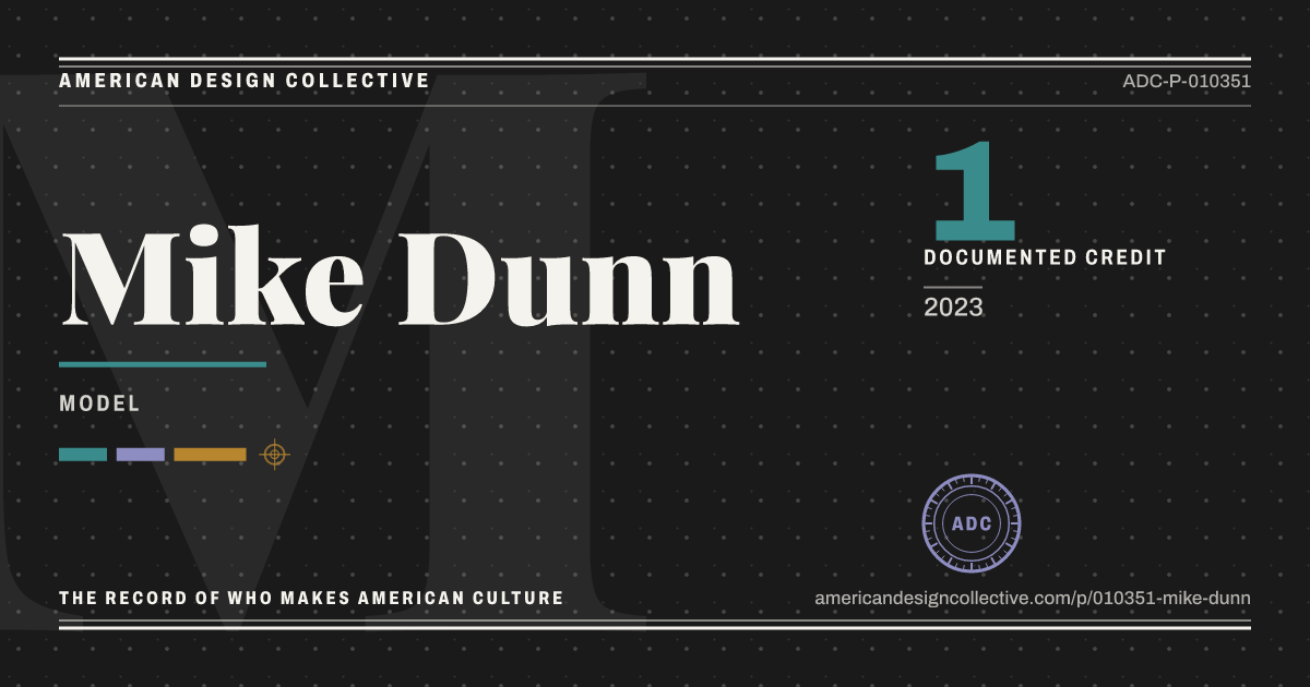 Registry card for Mike Dunn: the ADC seal, Mike Dunn, and how much is on record.