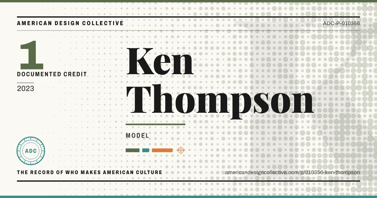 Registry card for Ken Thompson: the ADC seal, Ken Thompson, and how much is on record.