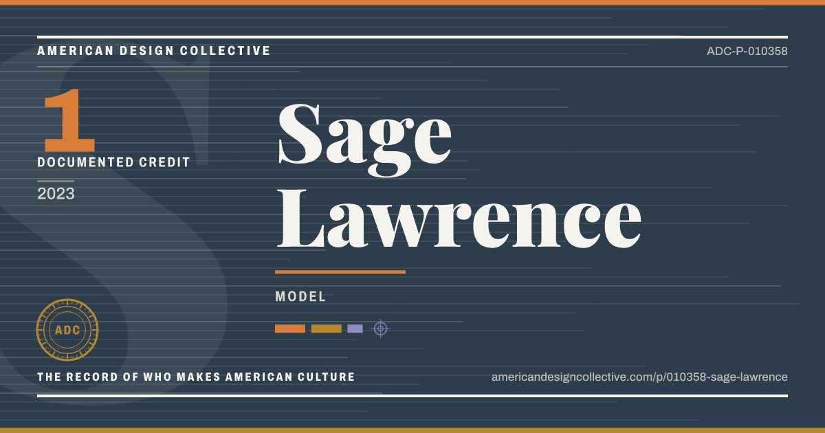 Registry card for Sage Lawrence: the ADC seal, Sage Lawrence, and how much is on record.