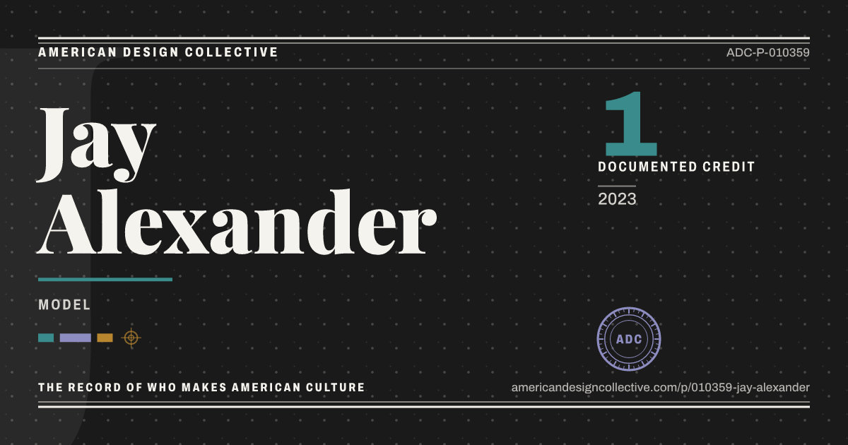 Registry card for Jay Alexander: the ADC seal, Jay Alexander, and how much is on record.