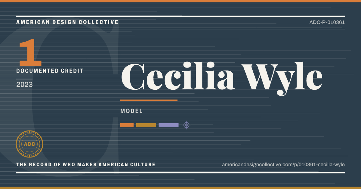 Registry card for Cecilia Wyle: the ADC seal, Cecilia Wyle, and how much is on record.