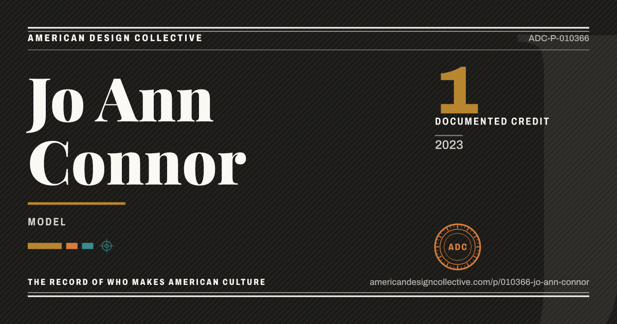 Registry card for Jo Ann Connor: the ADC seal, Jo Ann Connor, and how much is on record.