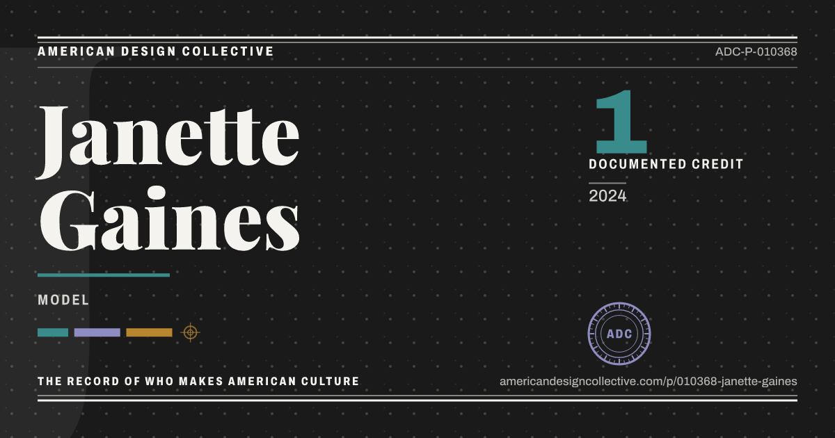 Registry card for Janette Gaines: the ADC seal, Janette Gaines, and how much is on record.