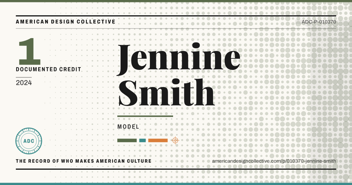 Registry card for Jennine Smith: the ADC seal, Jennine Smith, and how much is on record.
