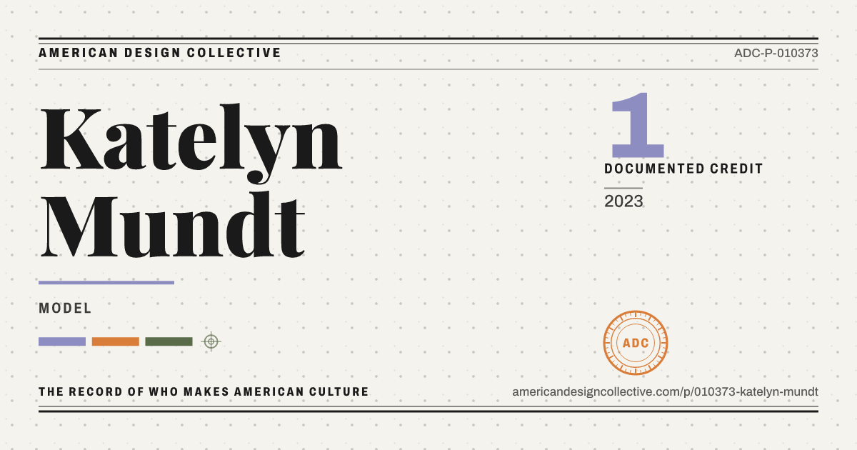 Registry card for Katelyn Mundt: the ADC seal, Katelyn Mundt, and how much is on record.