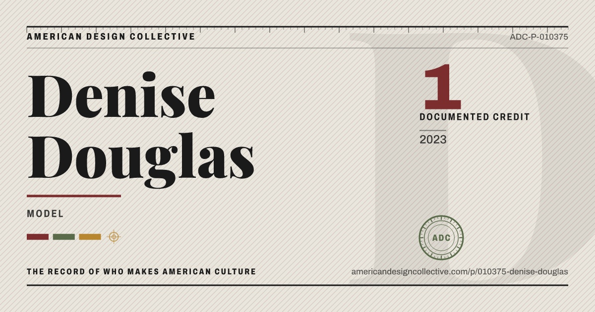 Registry card for Denise Douglas: the ADC seal, Denise Douglas, and how much is on record.