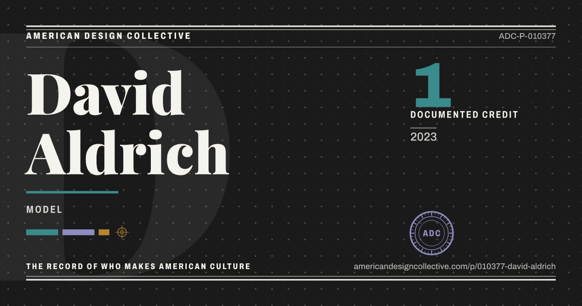 Registry card for David Aldrich: the ADC seal, David Aldrich, and how much is on record.