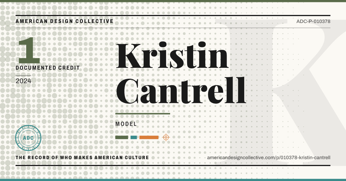 Registry card for Kristin Cantrell: the ADC seal, Kristin Cantrell, and how much is on record.