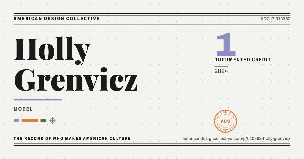 Registry card for Holly Grenvicz: the ADC seal, Holly Grenvicz, and how much is on record.