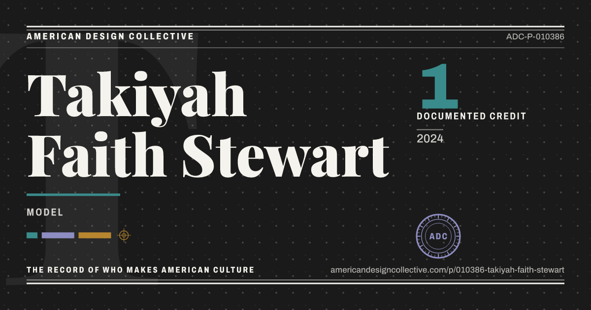 Registry card for Takiyah Faith Stewart: the ADC seal, Takiyah Faith Stewart, and how much is on record.