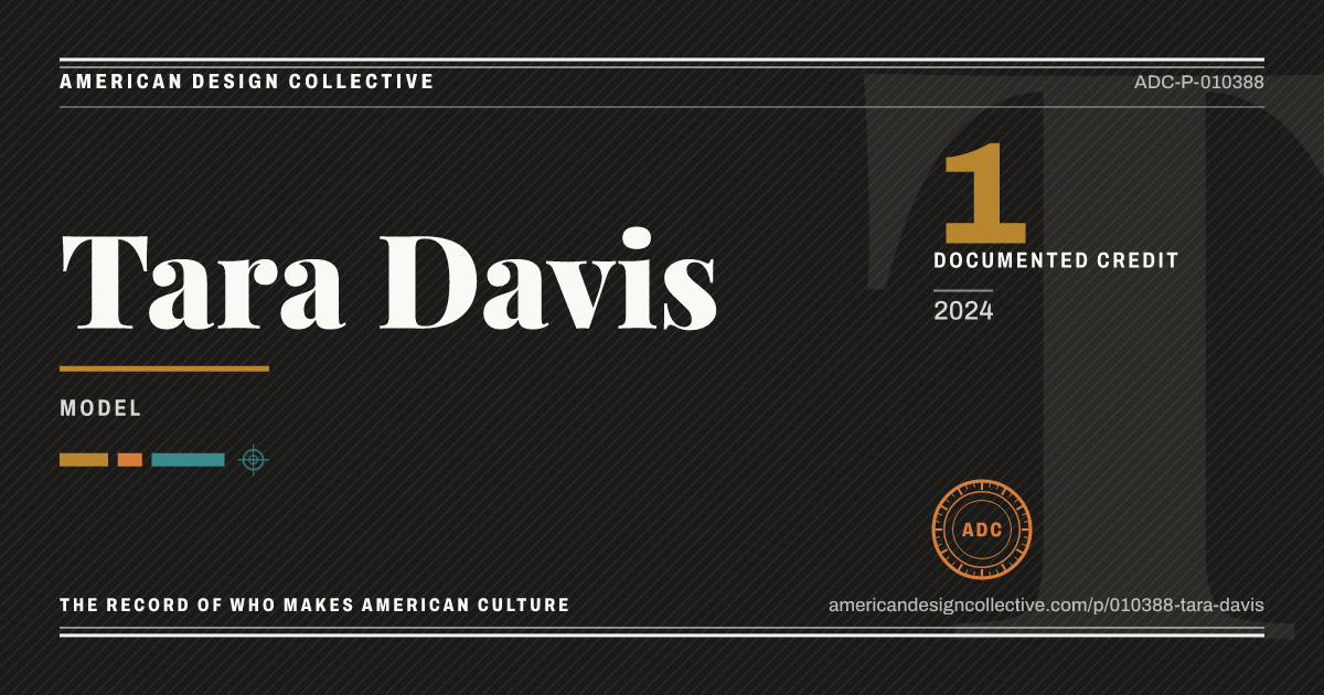 Registry card for Tara Davis: the ADC seal, Tara Davis, and how much is on record.