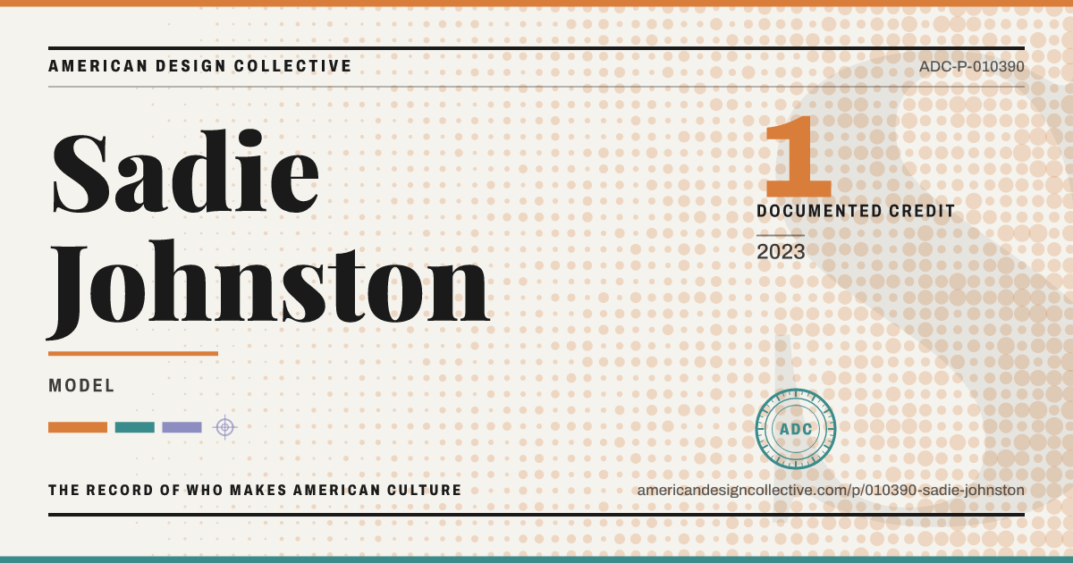 Registry card for Sadie Johnston: the ADC seal, Sadie Johnston, and how much is on record.