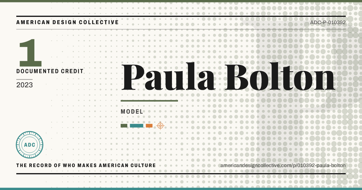 Registry card for Paula Bolton: the ADC seal, Paula Bolton, and how much is on record.