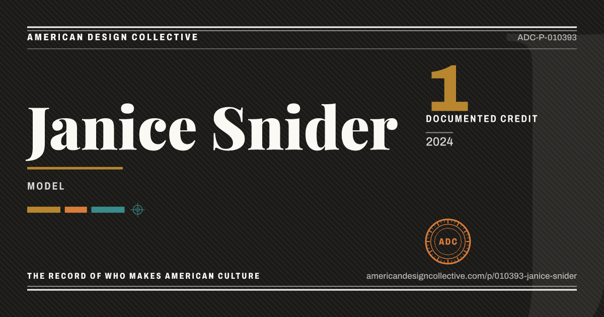 Registry card for Janice Snider: the ADC seal, Janice Snider, and how much is on record.