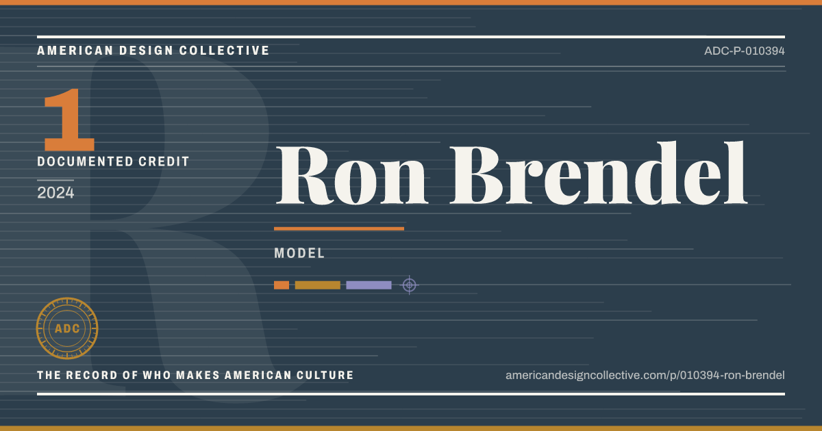 Registry card for Ron Brendel: the ADC seal, Ron Brendel, and how much is on record.