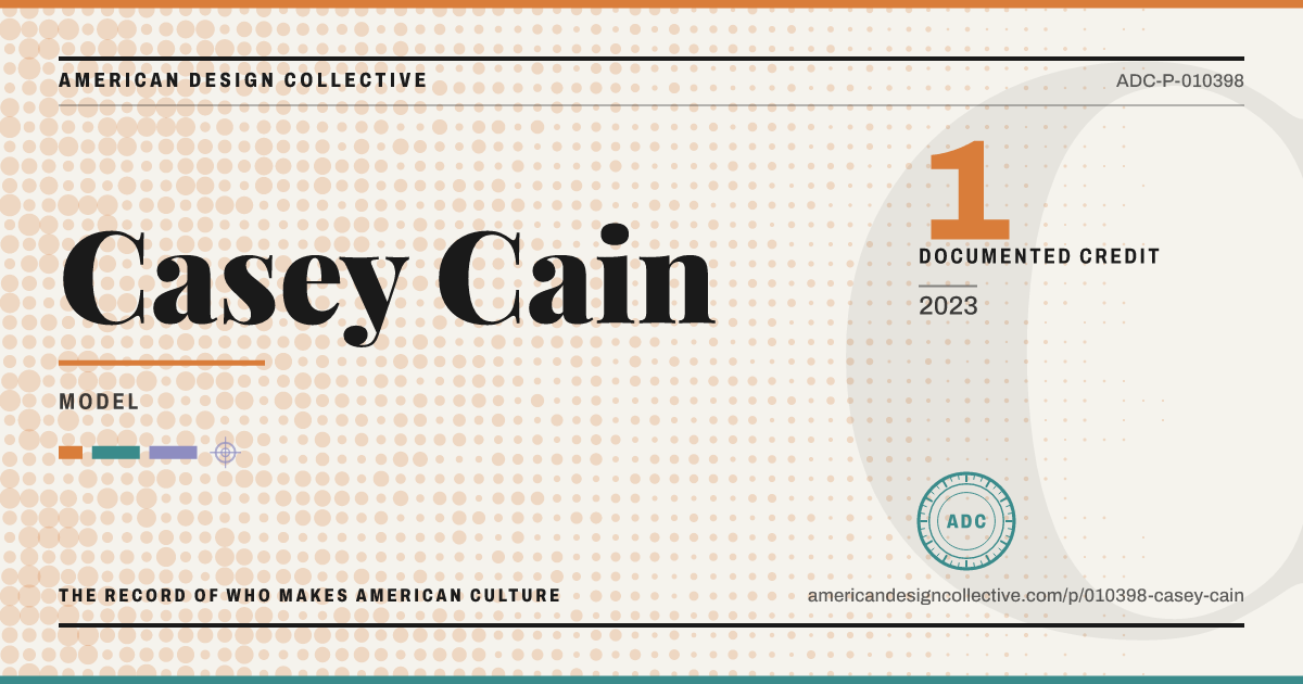 Registry card for Casey Cain: the ADC seal, Casey Cain, and how much is on record.