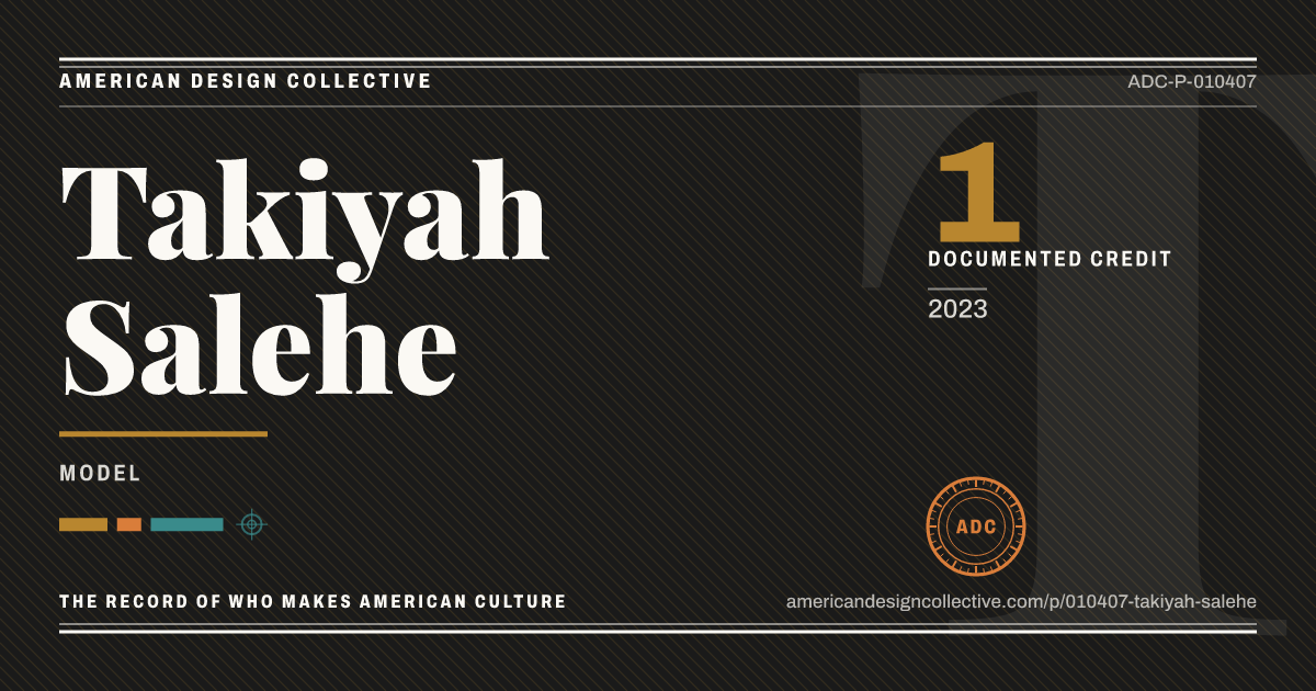 Registry card for Takiyah Salehe: the ADC seal, Takiyah Salehe, and how much is on record.