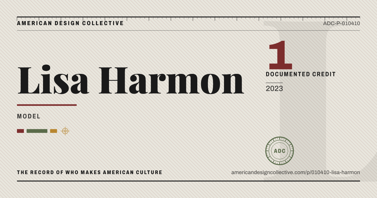 Registry card for Lisa Harmon: the ADC seal, Lisa Harmon, and how much is on record.