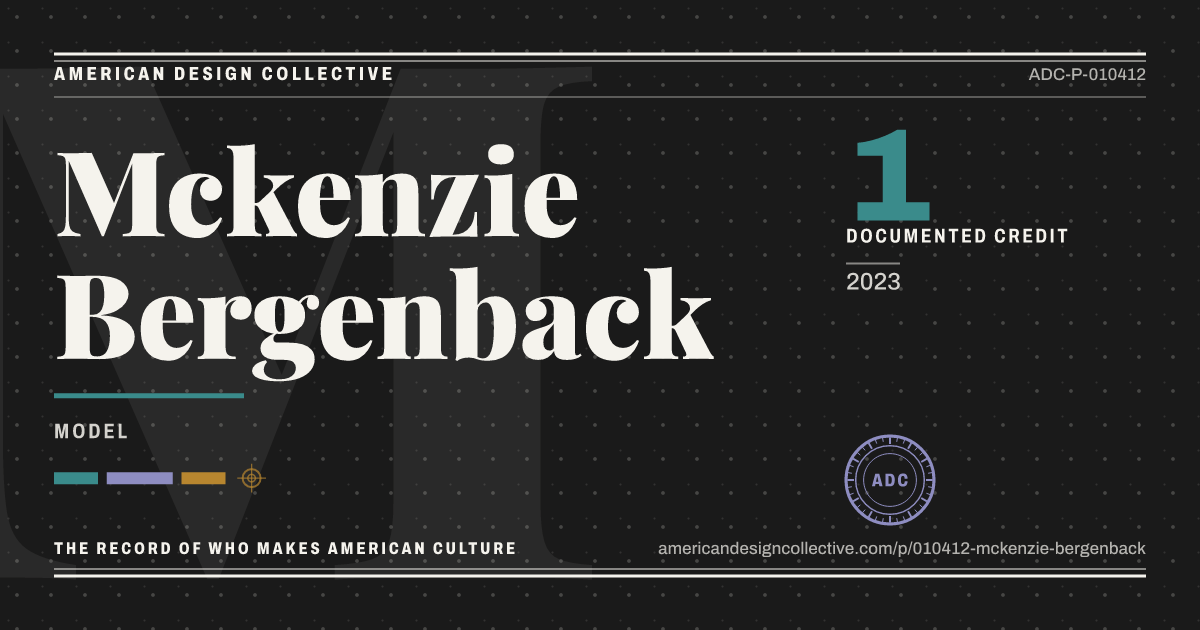 Registry card for Mckenzie Bergenback: the ADC seal, Mckenzie Bergenback, and how much is on record.