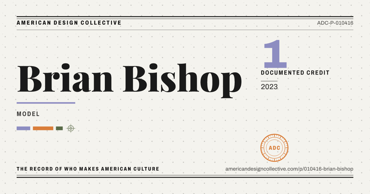 Registry card for Brian Bishop: the ADC seal, Brian Bishop, and how much is on record.