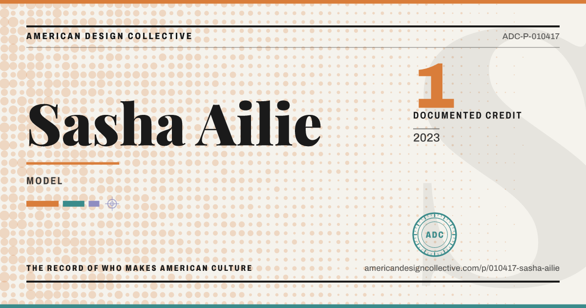 Registry card for Sasha Ailie: the ADC seal, Sasha Ailie, and how much is on record.