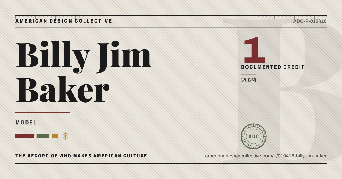 Registry card for Billy Jim Baker: the ADC seal, Billy Jim Baker, and how much is on record.