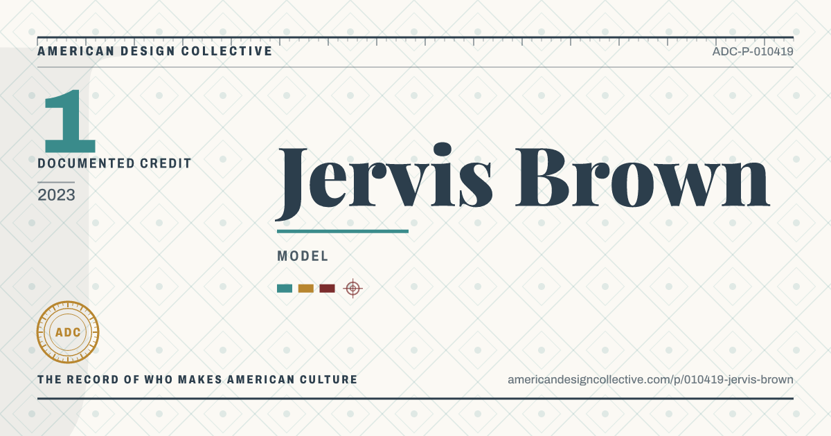 Registry card for Jervis Brown: the ADC seal, Jervis Brown, and how much is on record.