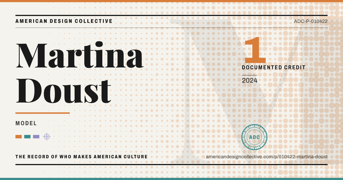 Registry card for Martina Doust: the ADC seal, Martina Doust, and how much is on record.