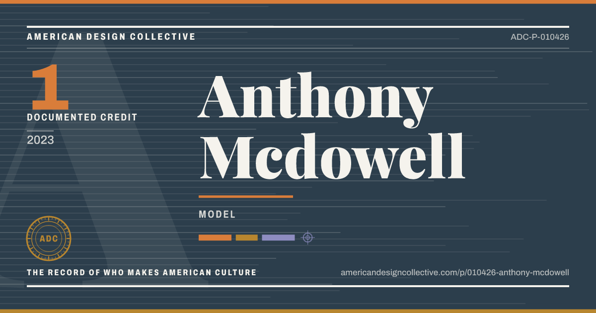 Registry card for Anthony Mcdowell: the ADC seal, Anthony Mcdowell, and how much is on record.
