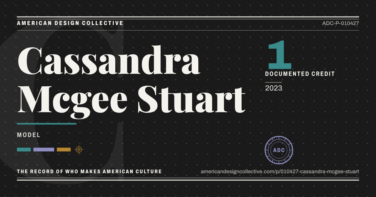 Registry card for Cassandra Mcgee Stuart: the ADC seal, Cassandra Mcgee Stuart, and how much is on record.