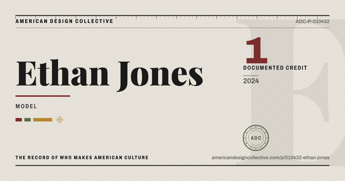 Registry card for Ethan Jones: the ADC seal, Ethan Jones, and how much is on record.
