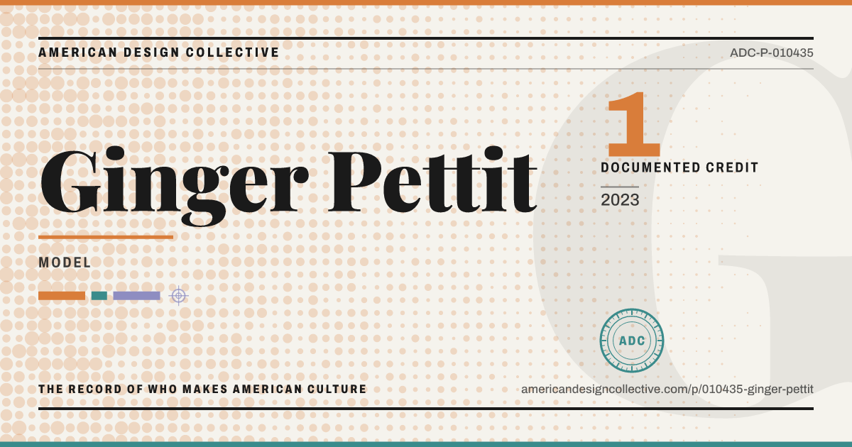 Registry card for Ginger Pettit: the ADC seal, Ginger Pettit, and how much is on record.