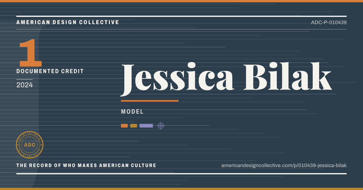Registry card for Jessica Bilak: the ADC seal, Jessica Bilak, and how much is on record.