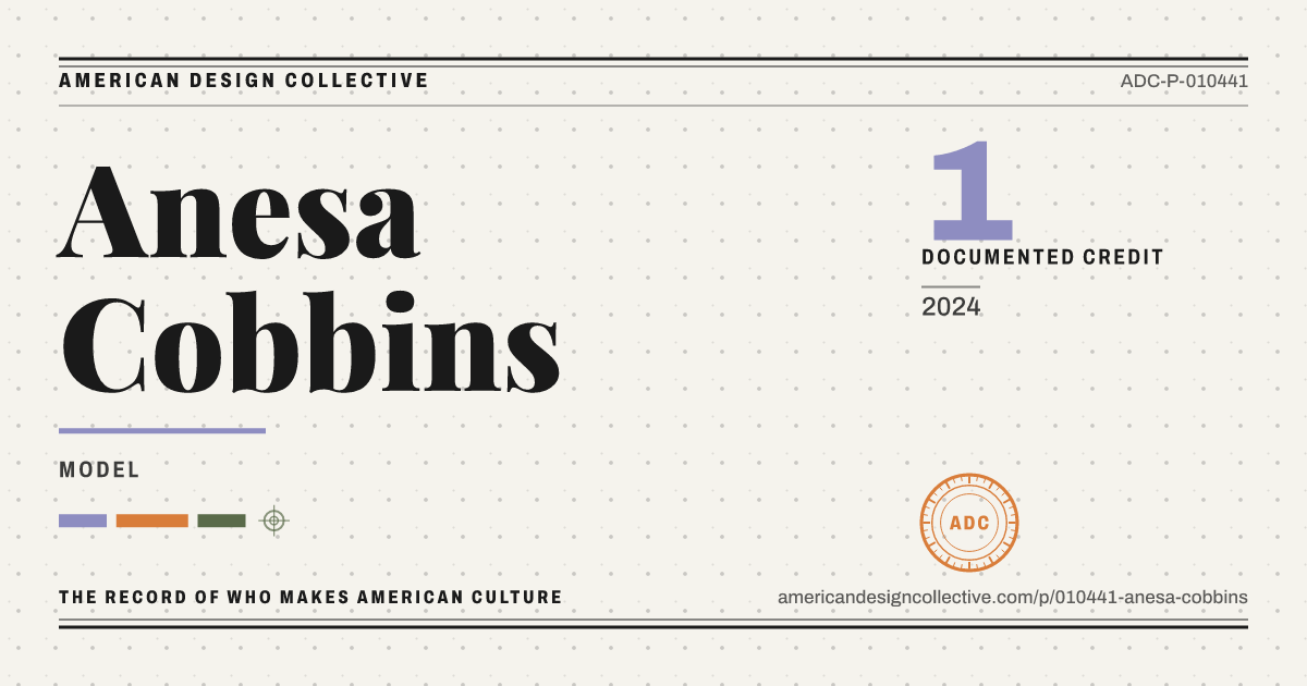 Registry card for Anesa Cobbins: the ADC seal, Anesa Cobbins, and how much is on record.